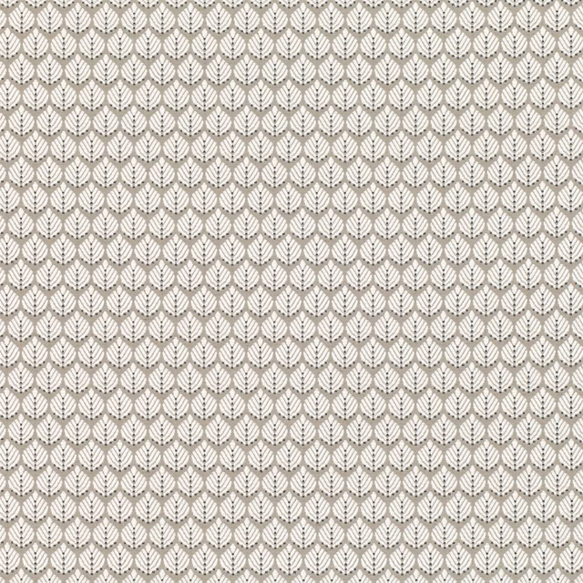 Close view of Hennell Stone’s repeating taupe leaf lattice on an ivory ground