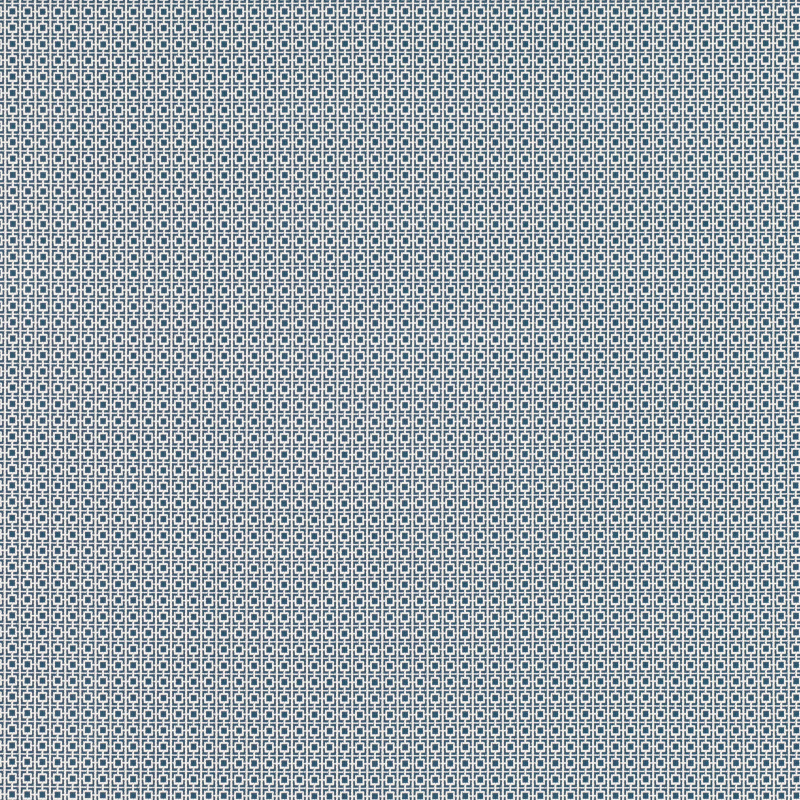 Muted blue-grey fabric with a tiny ivory geometric grid and fine woven texture