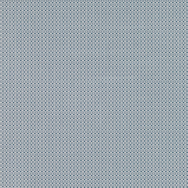 Muted blue-grey fabric with a tiny ivory geometric grid and fine woven texture