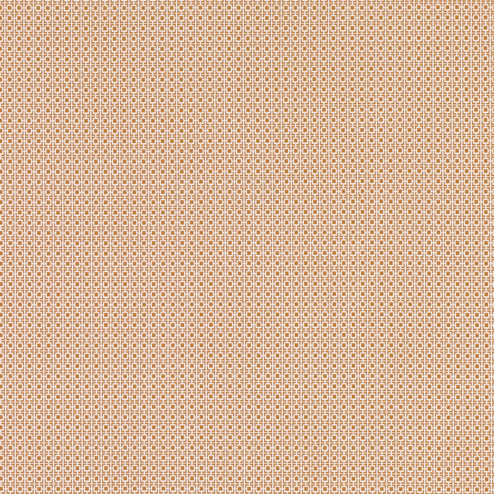 Warm pumpkin orange fabric with a fine cream geometric lattice weave