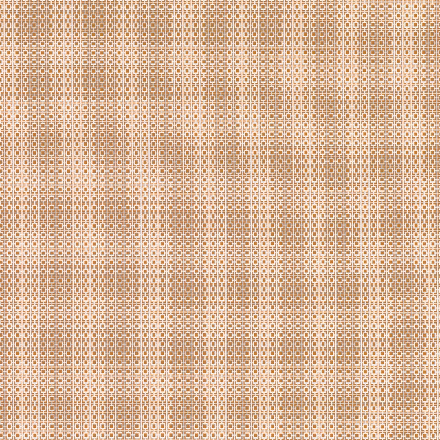 Warm pumpkin orange fabric with a fine cream geometric lattice weave