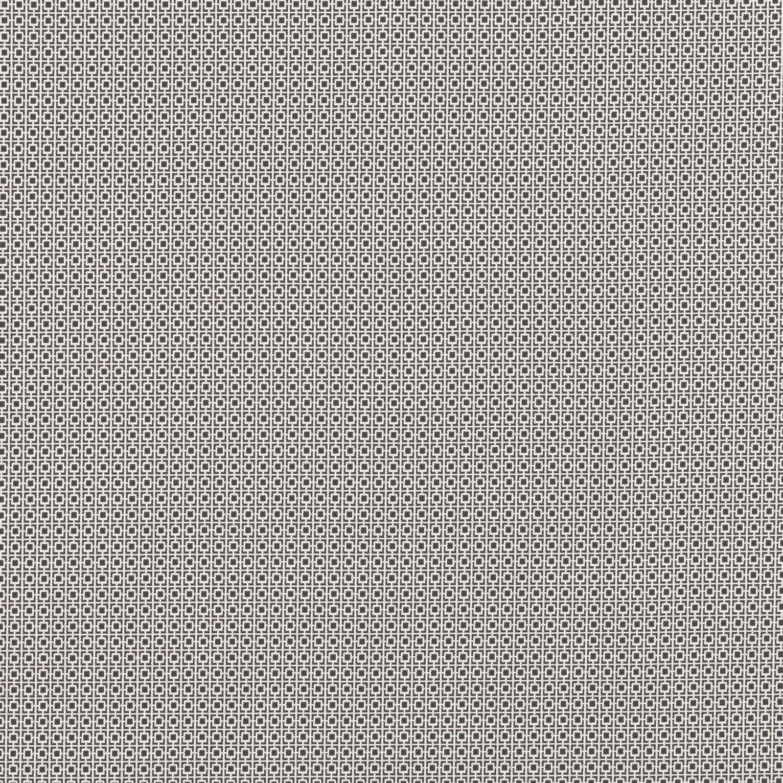 Cool slate-grey woven fabric with a dense pale linked-square geometric motif