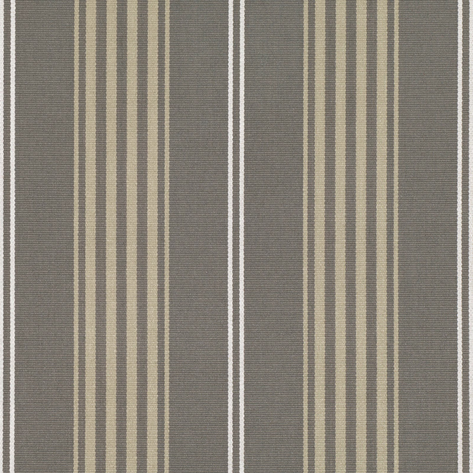 Charcoal taupe woven fabric with narrow beige and cream vertical stripes