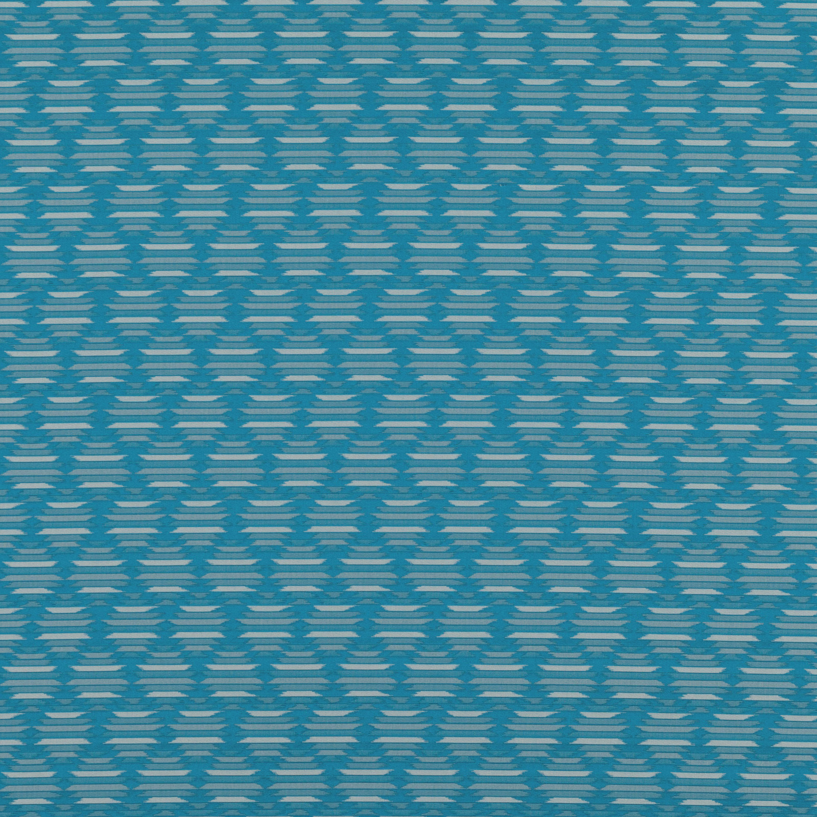 Cool teal woven swatch with fine pale horizontal geometric dashes