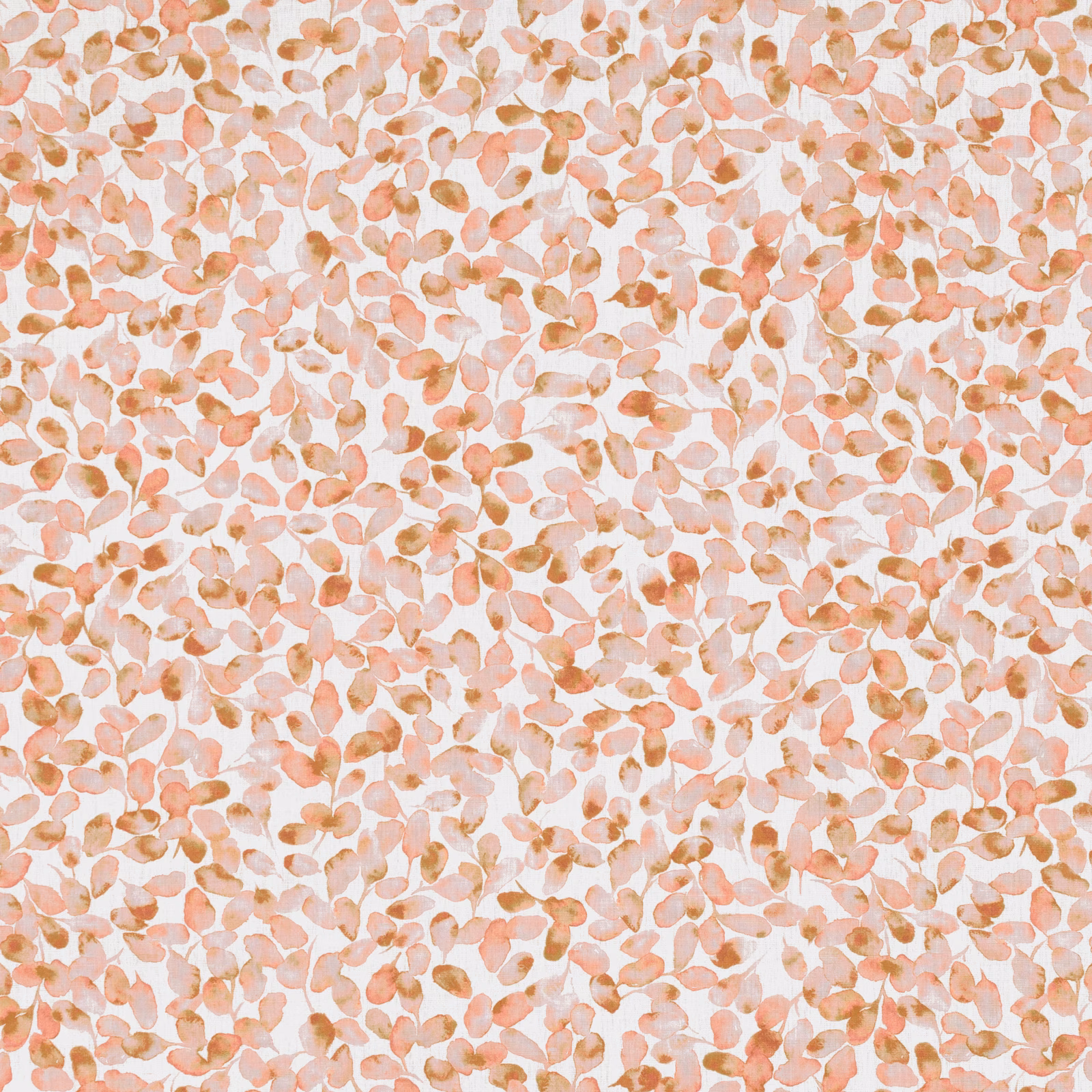 Blush, peach and terracotta petal-like motifs scattered across a warm ivory textile