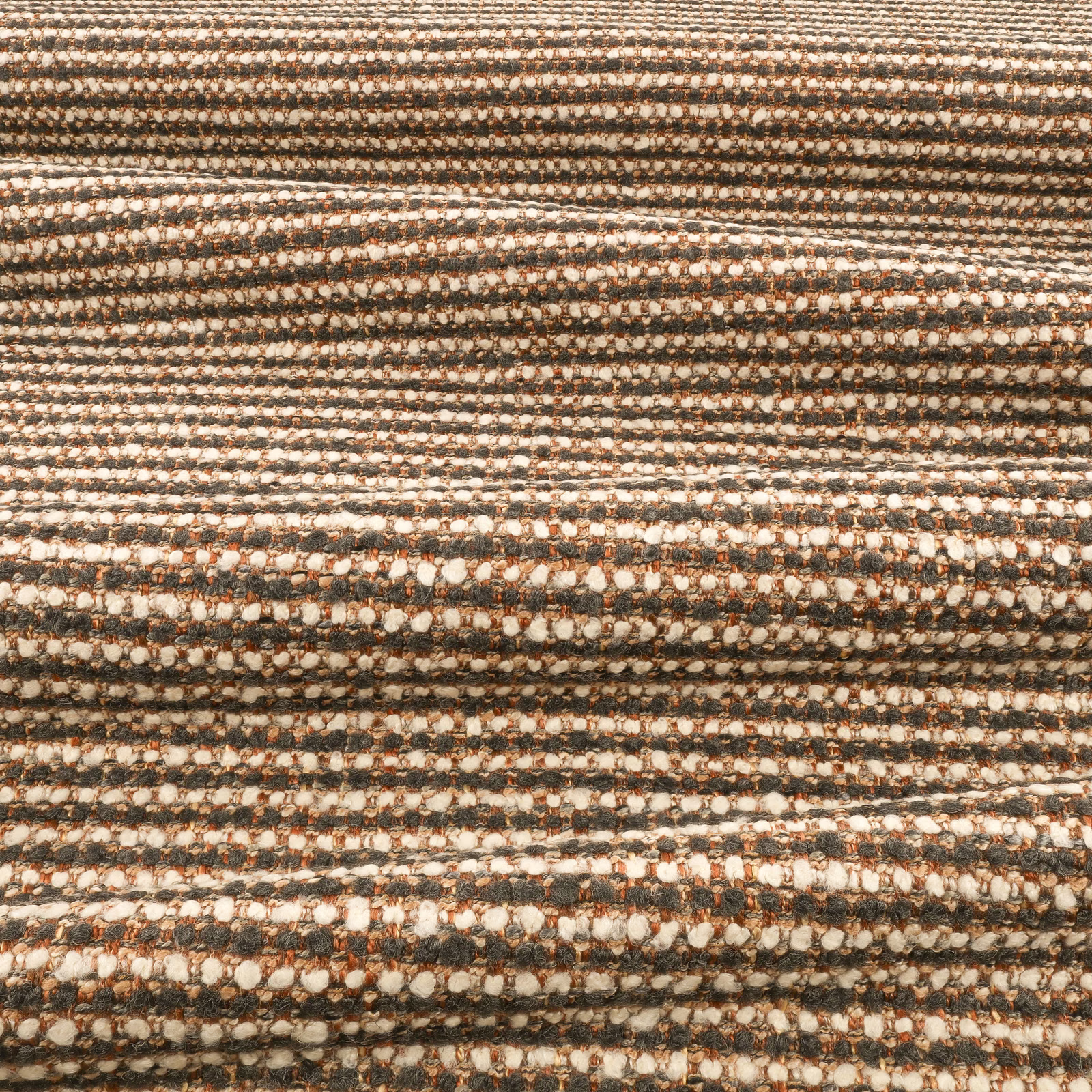 Warm brown and cream horizontal textured weave with taupe and rust flecks