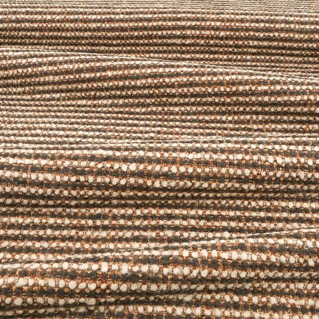 Warm brown and cream horizontal textured weave with taupe and rust flecks