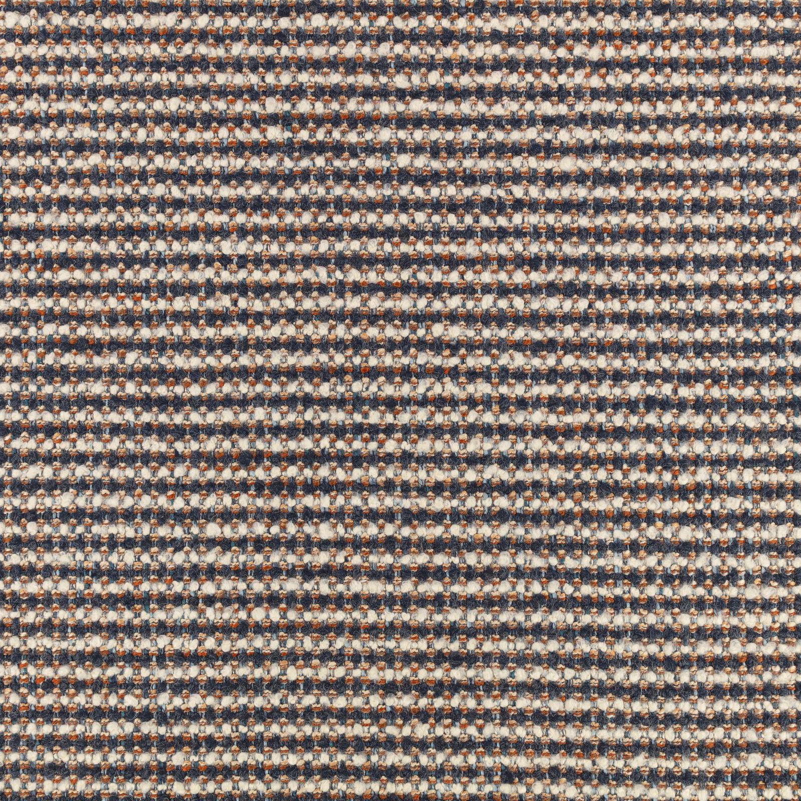 Mottled navy woven fabric with cream and russet horizontal flecks