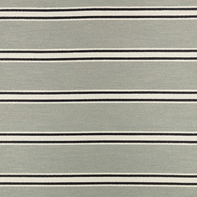 Pale seaglass green woven ground with repeated charcoal horizontal stripes