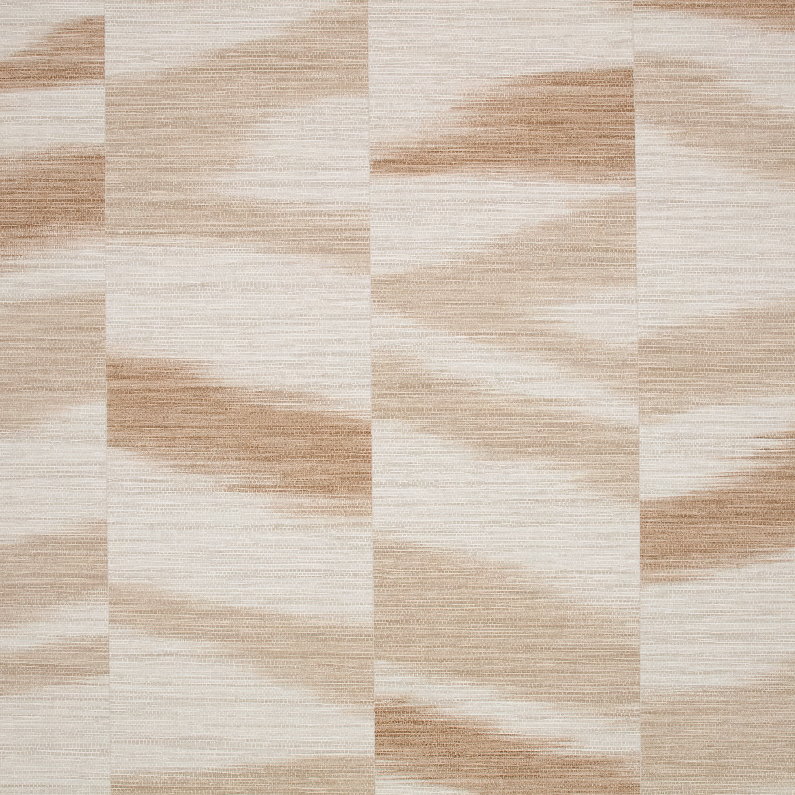 Warm beech geometric wallcovering with ivory blocks and fine horizontal striations