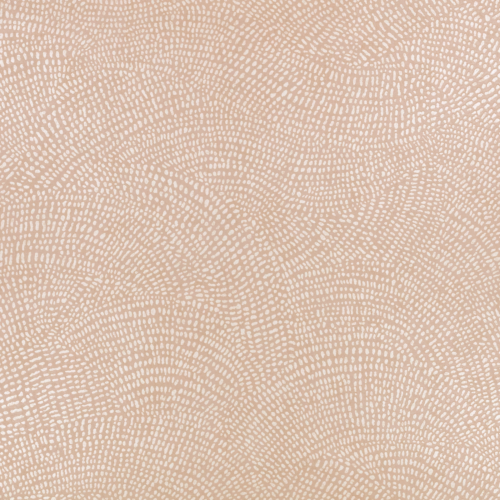 Pale taupe wallpaper with ivory pebble-like marks forming flowing concentric arcs