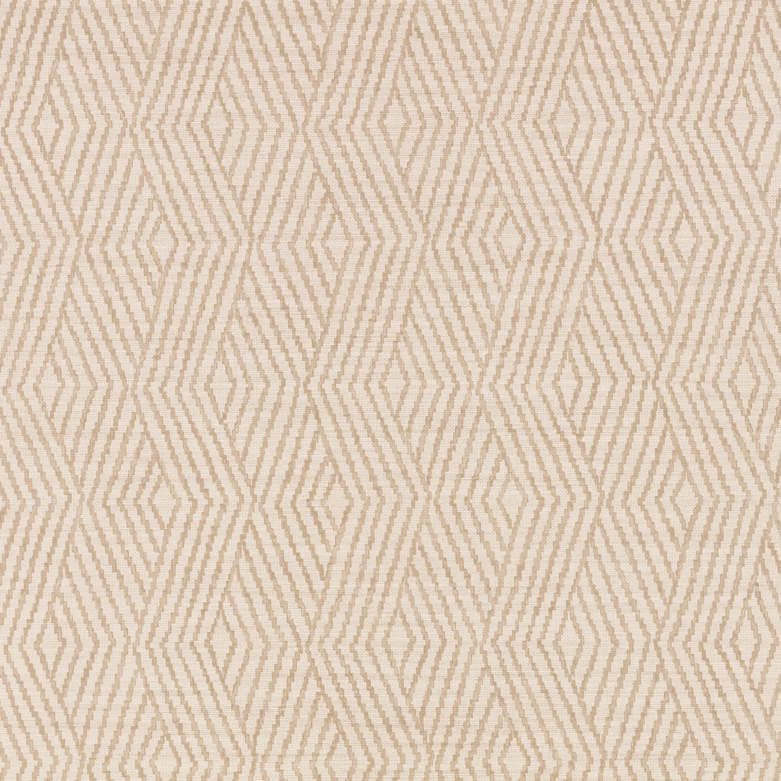 Warm beige wallpaper with fine tan zigzag diamonds in a vertical repeat