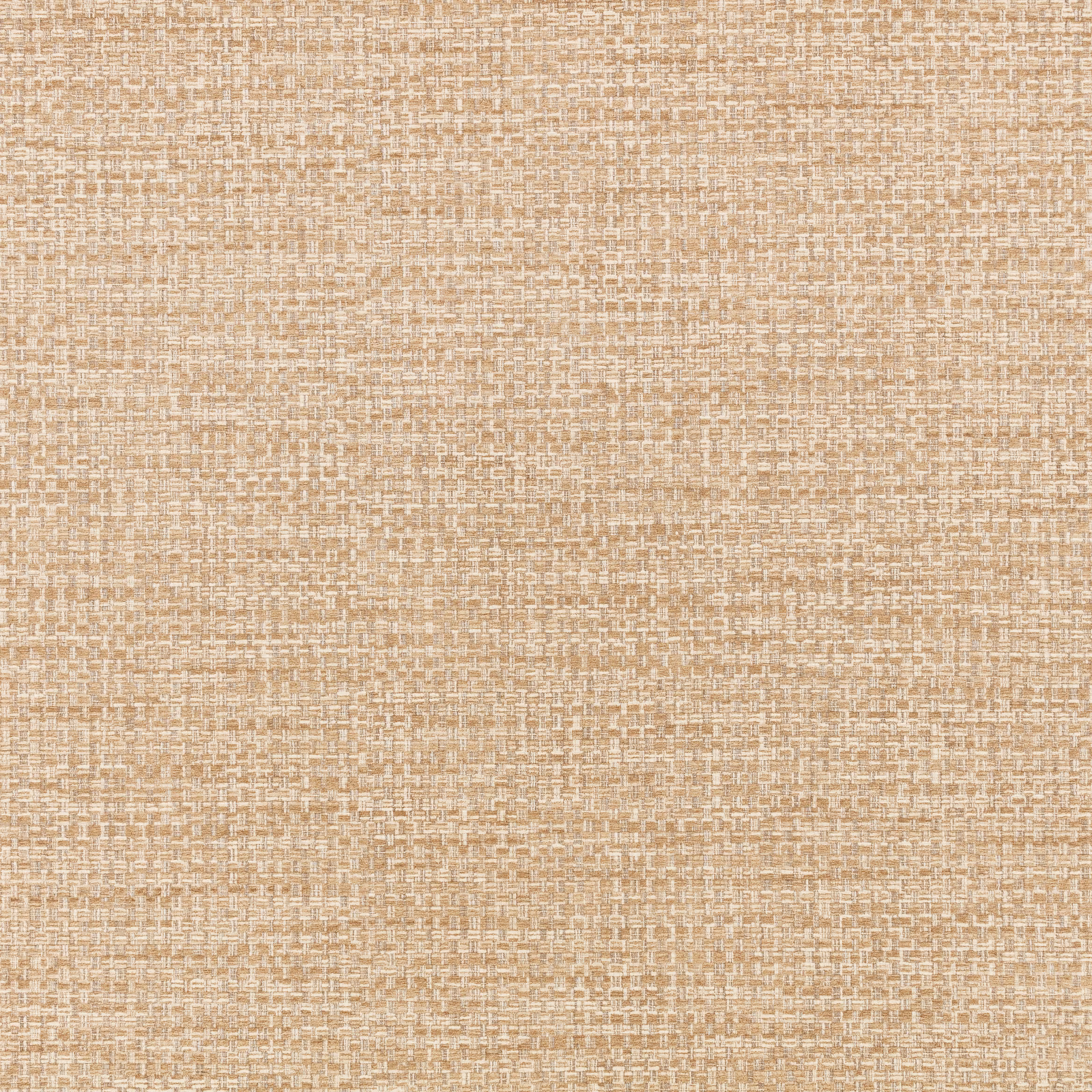 Warm tawny beige wallpaper with fine cream crosshatched woven-effect texture