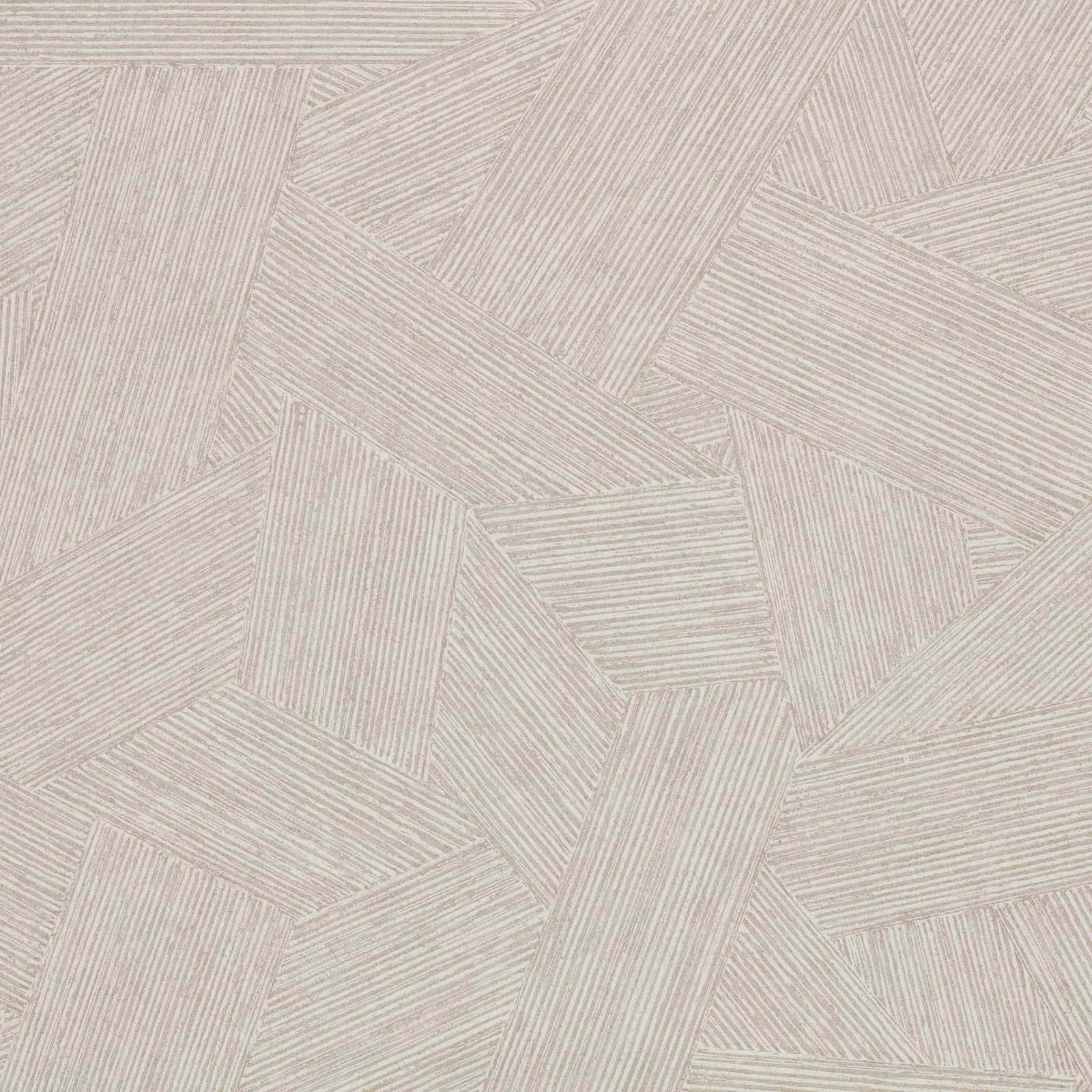 Pale greige wallpaper with angular interlocking panels and fine linear texture