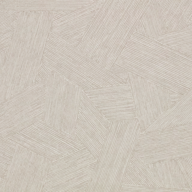 Pale greige wallpaper with angular interlocking panels and fine linear texture