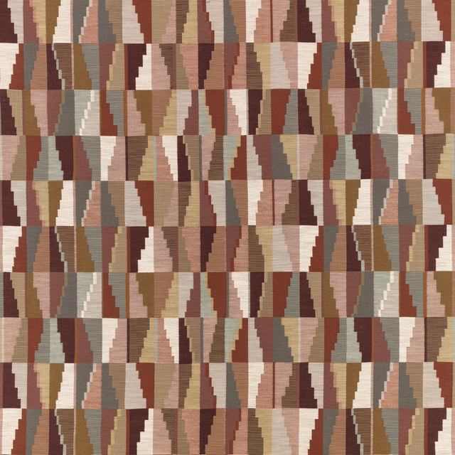 Woven geometric swatch in maple, rust, taupe, cream and muted grey-green