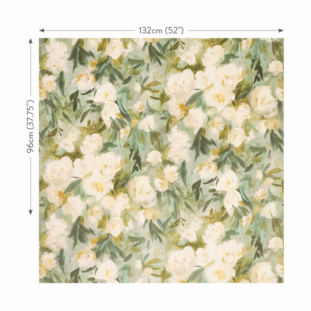 Muted verdigris velvet with ivory blooms and layered olive-green leaves
