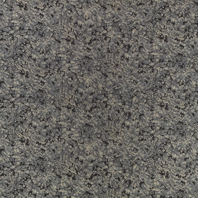 Charcoal-grey woven fabric with pale looping flecks and densely layered textured pattern