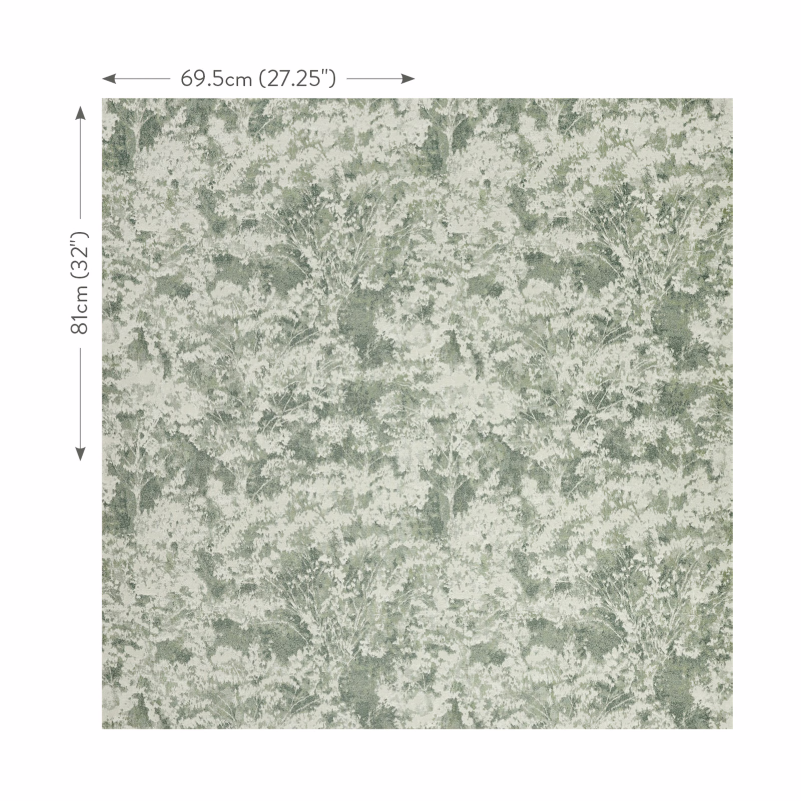 Mottled jade and sage fabric with chalky cream, foliage-like textured marks