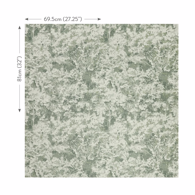 Mottled jade and sage fabric with chalky cream, foliage-like textured marks