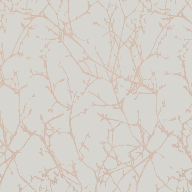 Pale eau de nil wallpaper with delicate blush-taupe branching tracery