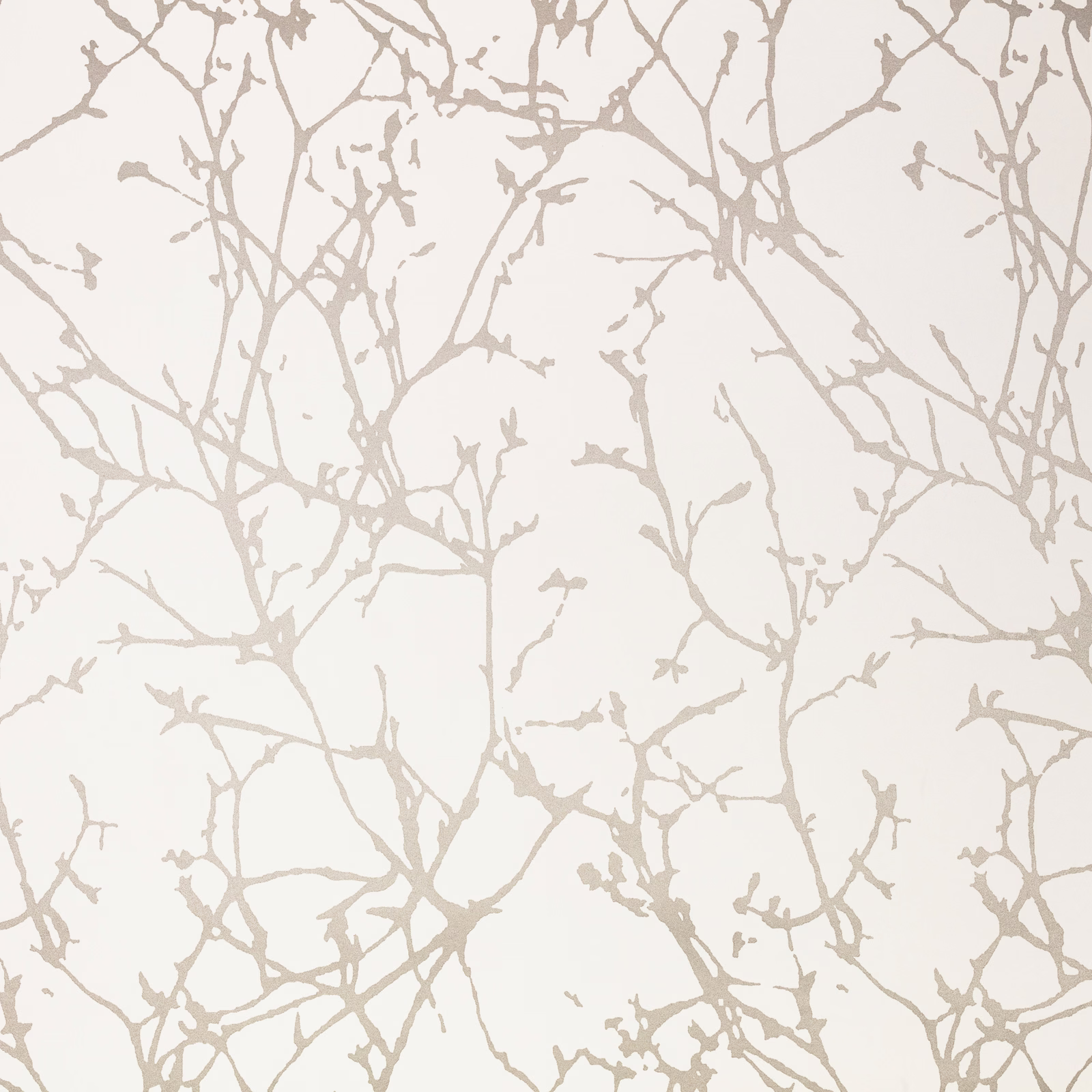 Ivory cream wallpaper with delicate taupe-grey branching twigs in an irregular pattern