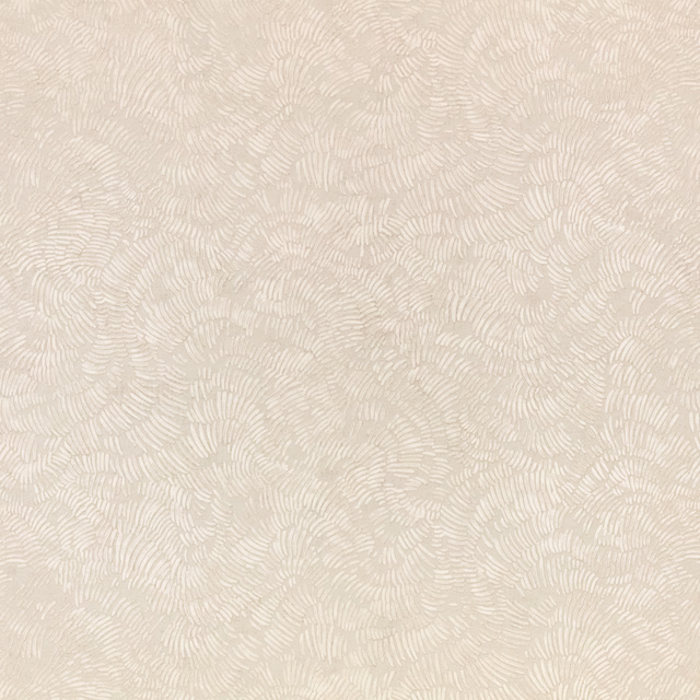 Pale mushroom wallpaper with delicate overlapping ivory fan-like line motifs