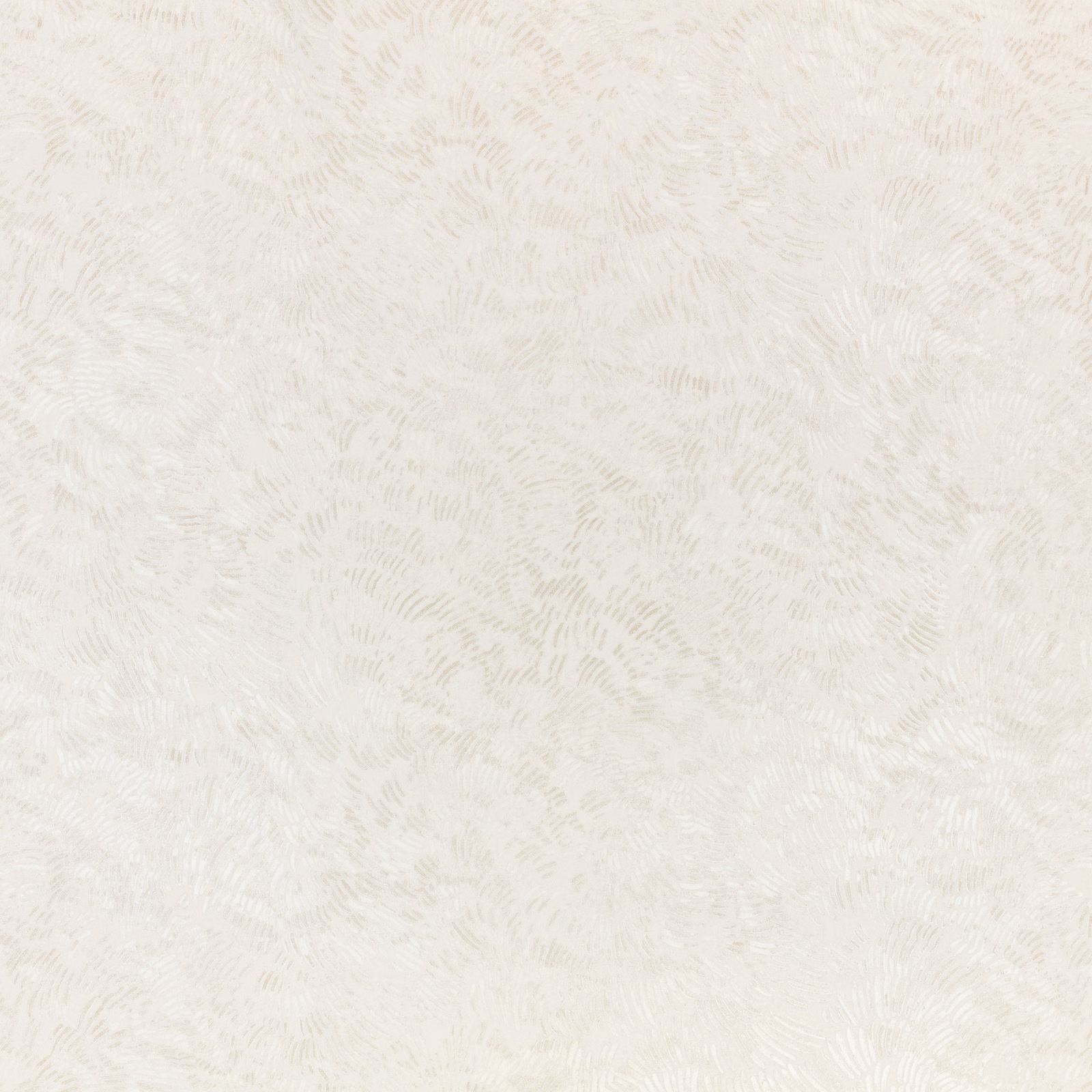 Pearl ivory wallpaper with delicate taupe feather-like brush marks in a quiet all-over pattern