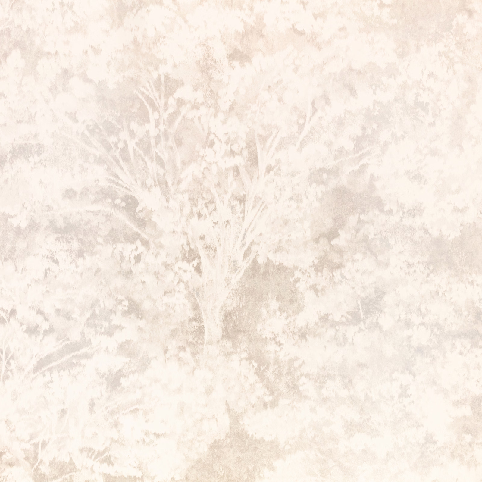 Pale pearl wallpaper with a softly weathered botanical tree and branch motif