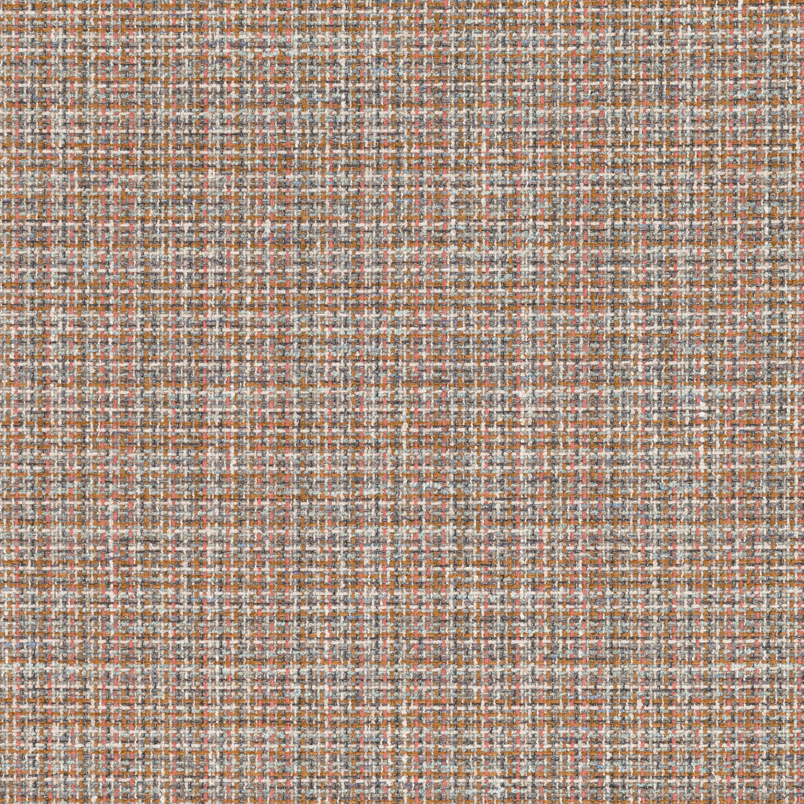 Muted flamingo pink woven grid with cream, grey and rust threads