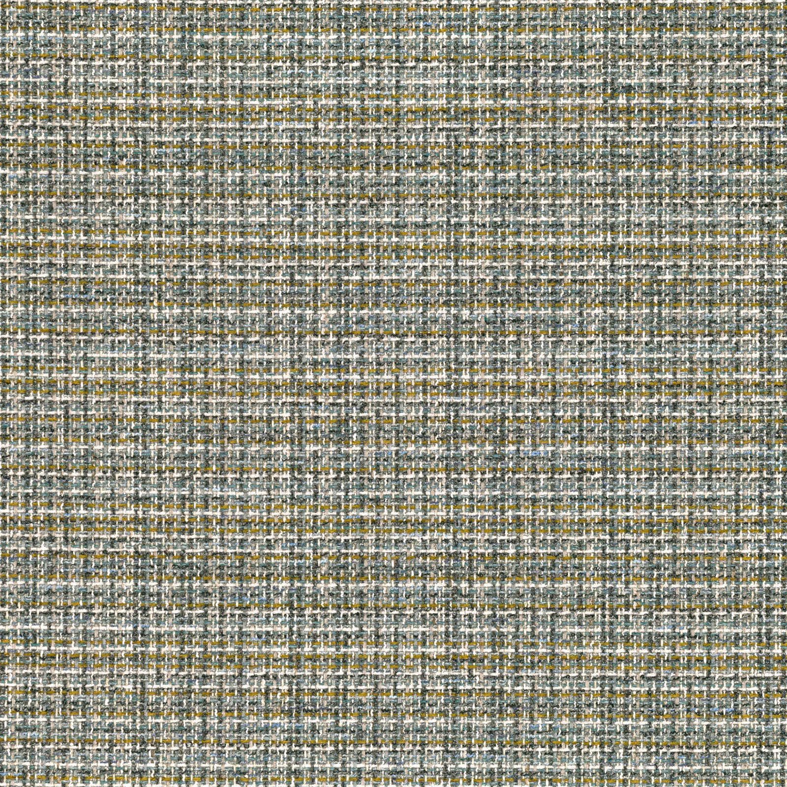 Muted olive woven fabric with grey, cream and mustard threads in a fine checked texture