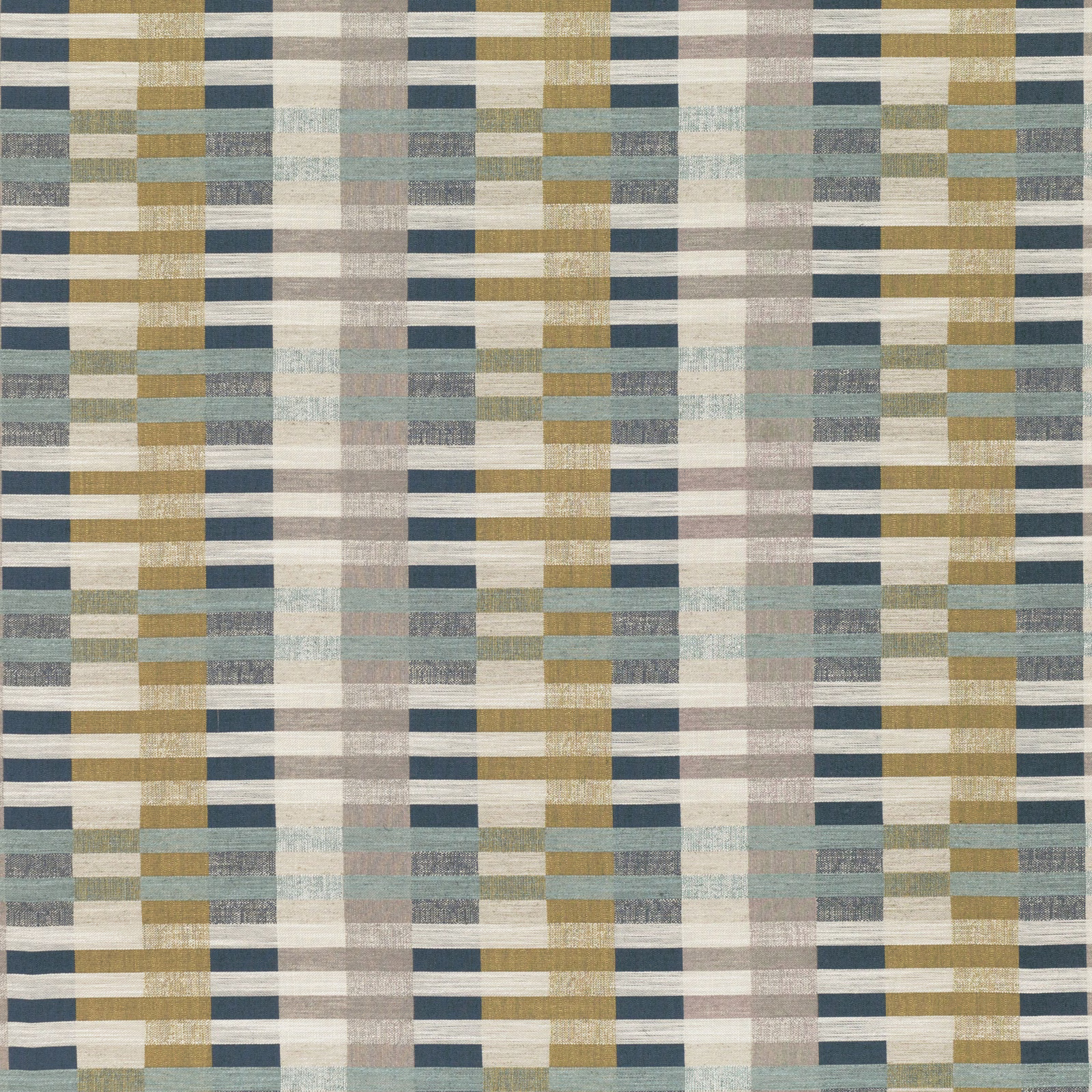 Mid-scale woven check in ochre, navy, sage, cream and taupe