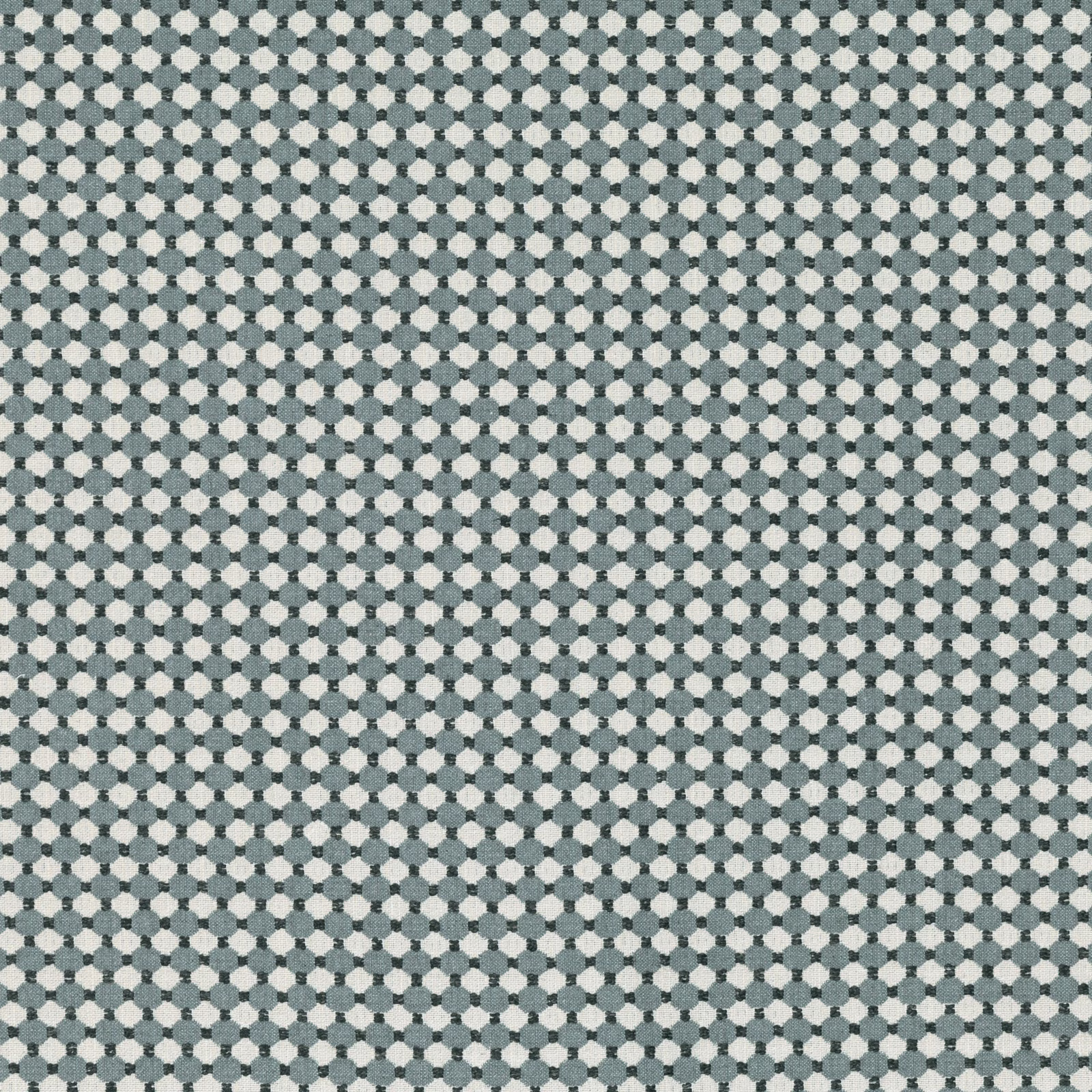 Muted French blue woven fabric with pale cream and charcoal geometric tessellated pattern