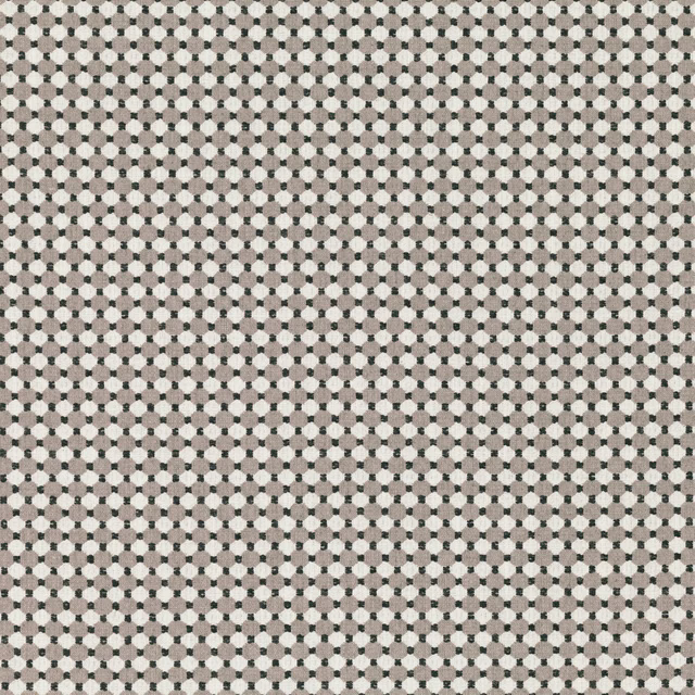Warm taupe, ivory and charcoal small-scale geometric woven fabric close-up