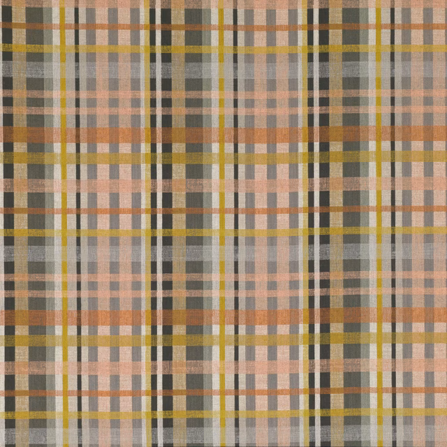 Muted blush, sage, ochre and charcoal plaid with softly textured woven checks
