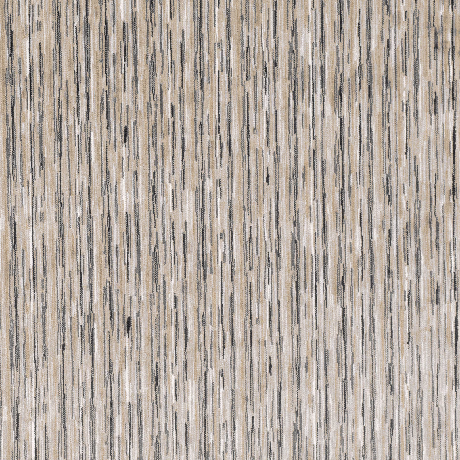 Warm stone taupe woven fabric with cream, grey and charcoal vertical streaks