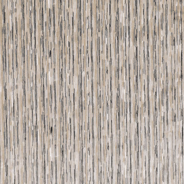 Warm stone taupe woven fabric with cream, grey and charcoal vertical streaks
