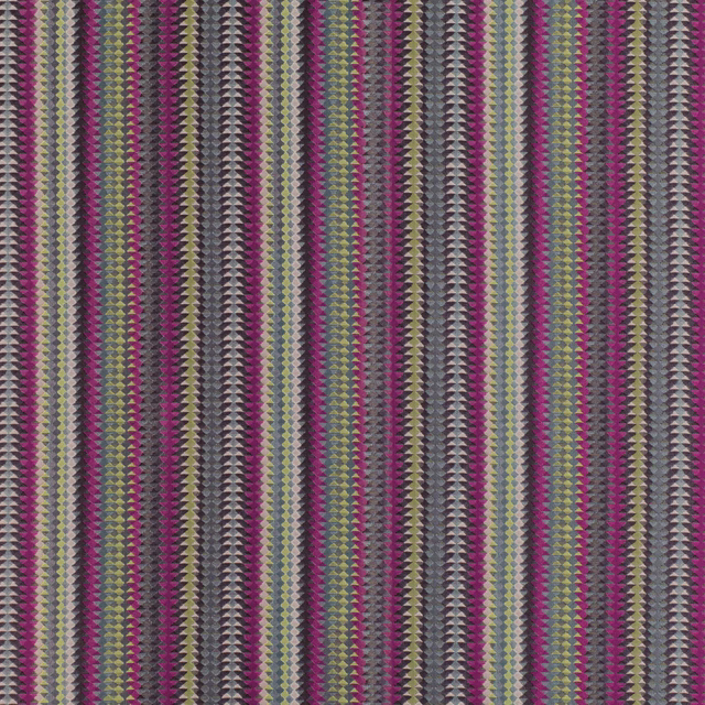 Cerise, olive and charcoal zigzag stripes in a densely textured woven surface