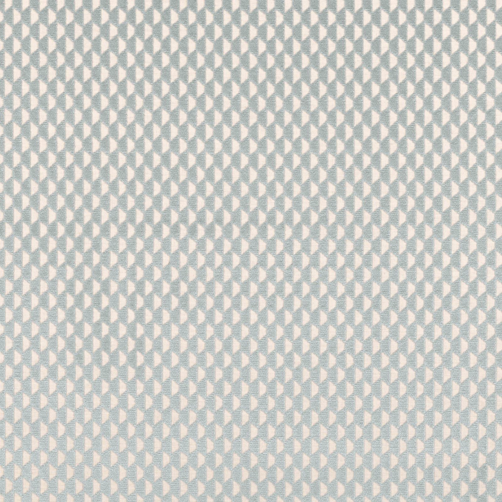 Pale grey woven fabric with repeated cream geometric triangles and subtle texture