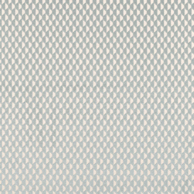 Pale grey woven fabric with repeated cream geometric triangles and subtle texture