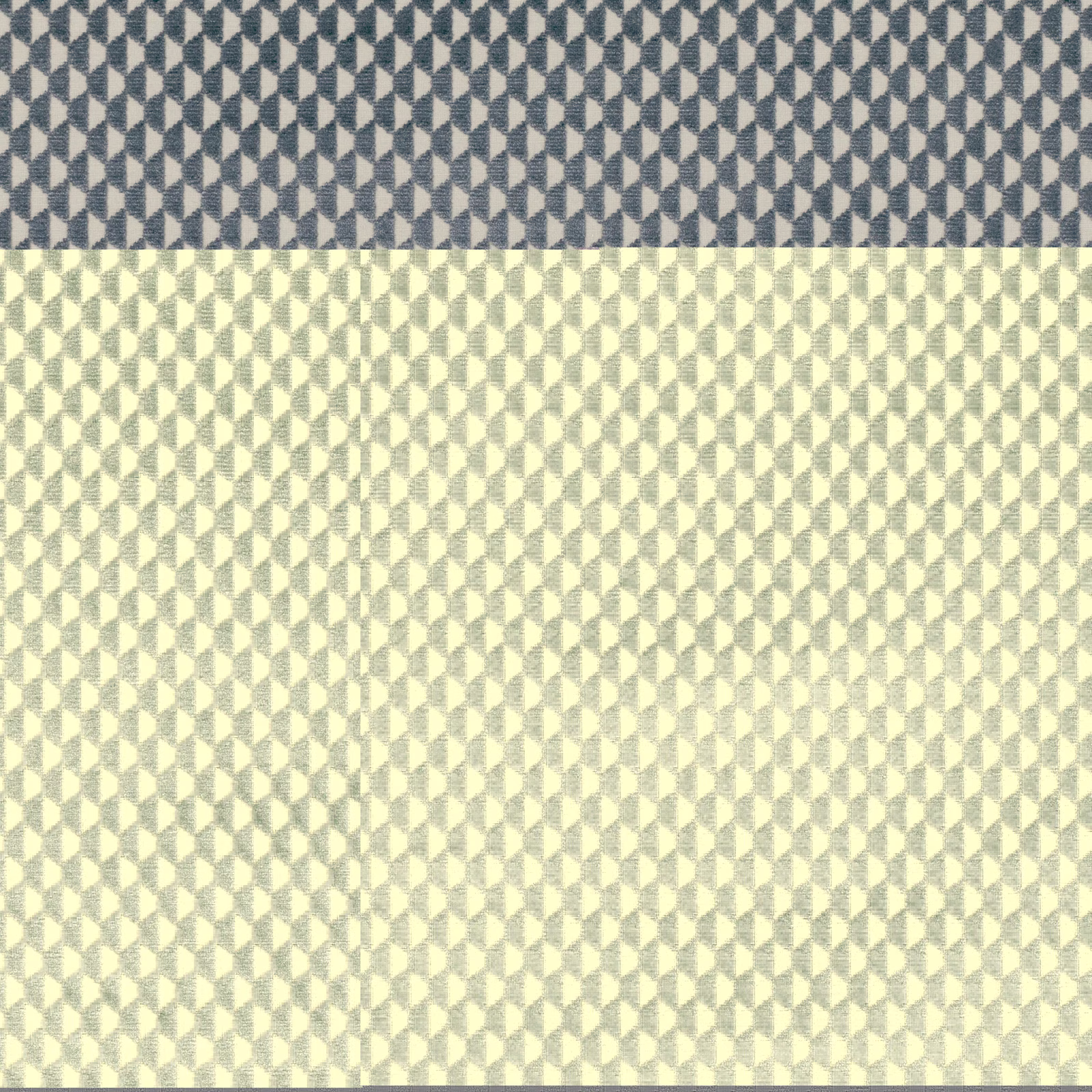 Gunmetal and ivory geometric woven fabric with a tightly repeating diamond motif