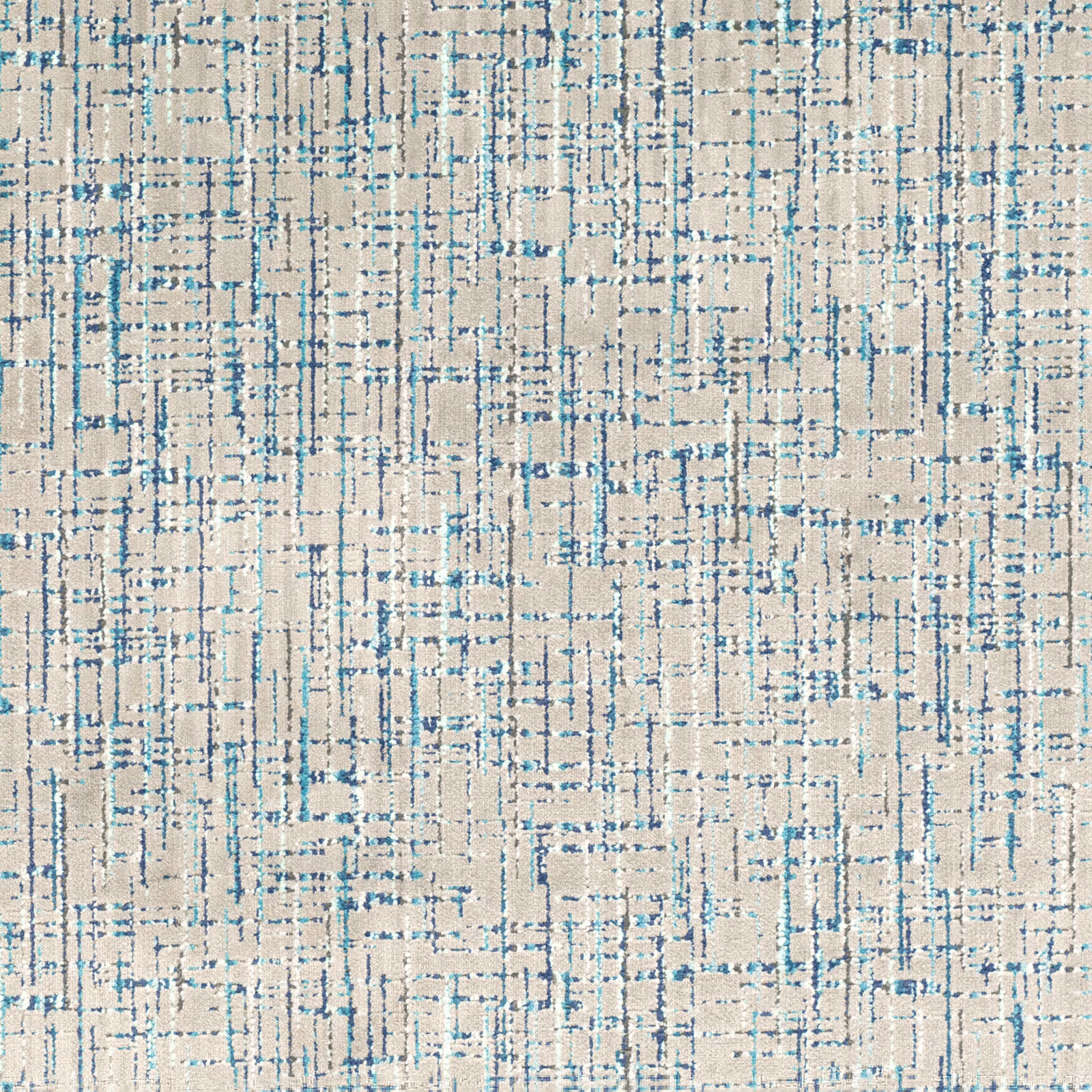 Pale ivory textile with irregular Moroccan-blue lines in a broken woven grid