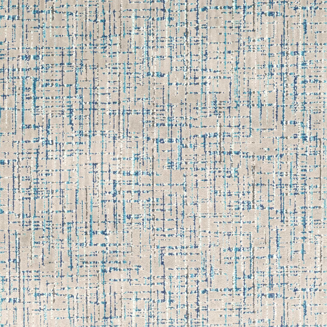 Pale ivory textile with irregular Moroccan-blue lines in a broken woven grid