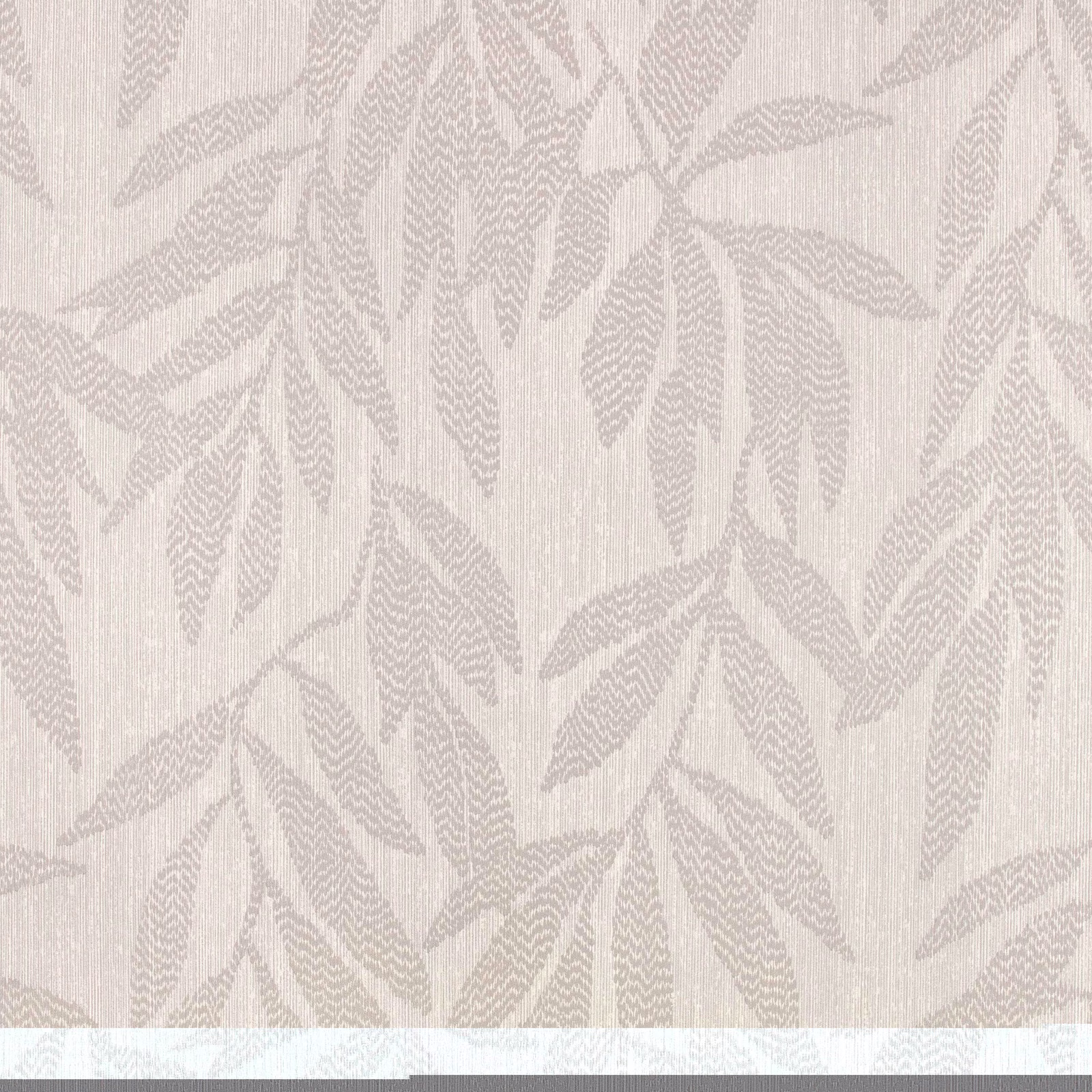 Pale opal grey wallpaper with delicate trailing leaves and fine vertical texture