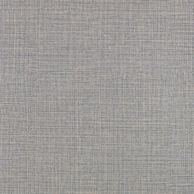Cool blue-grey wallpaper with fine taupe crosshatch texture and subtle woven-looking lines