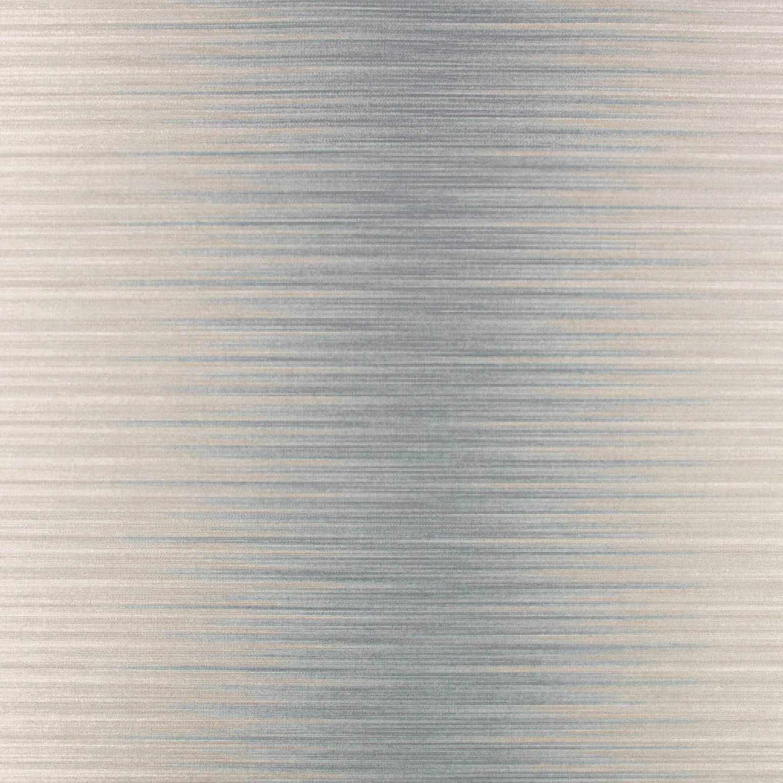 Pale grey-blue wallcovering with fine irregular horizontal beige striations