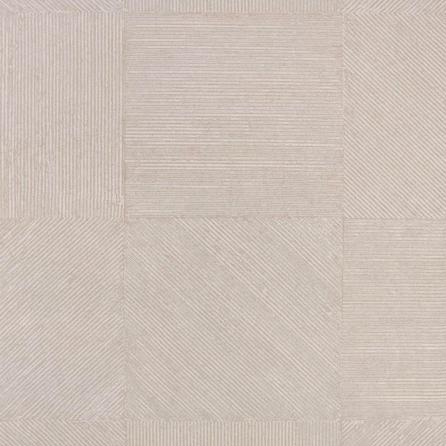 Pale sandstone wallpaper with fine diagonal, vertical and horizontal linework in geometric panels