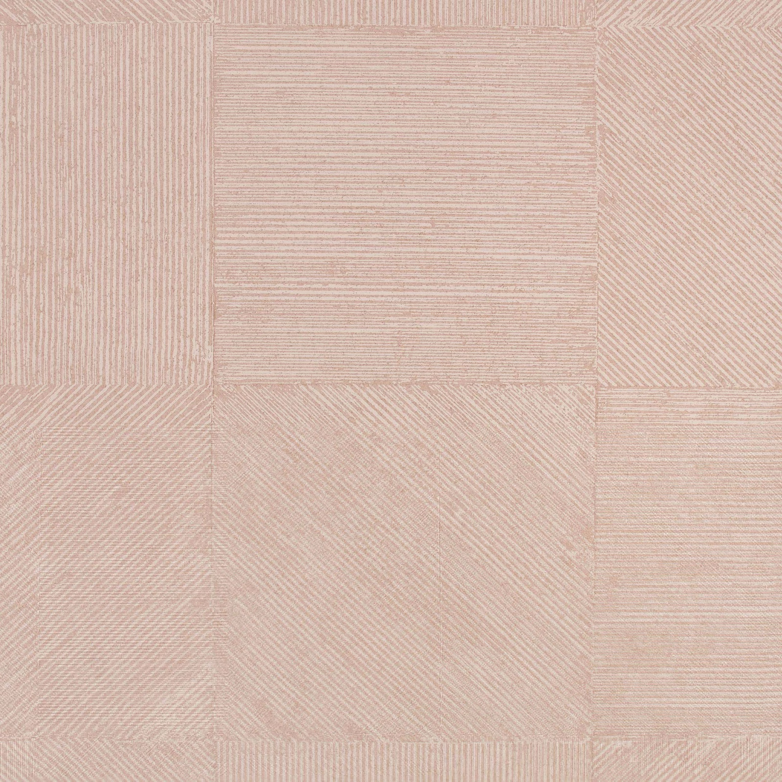 Pale wild-rose pink wallpaper with tonal geometric blocks and fine diagonal lines