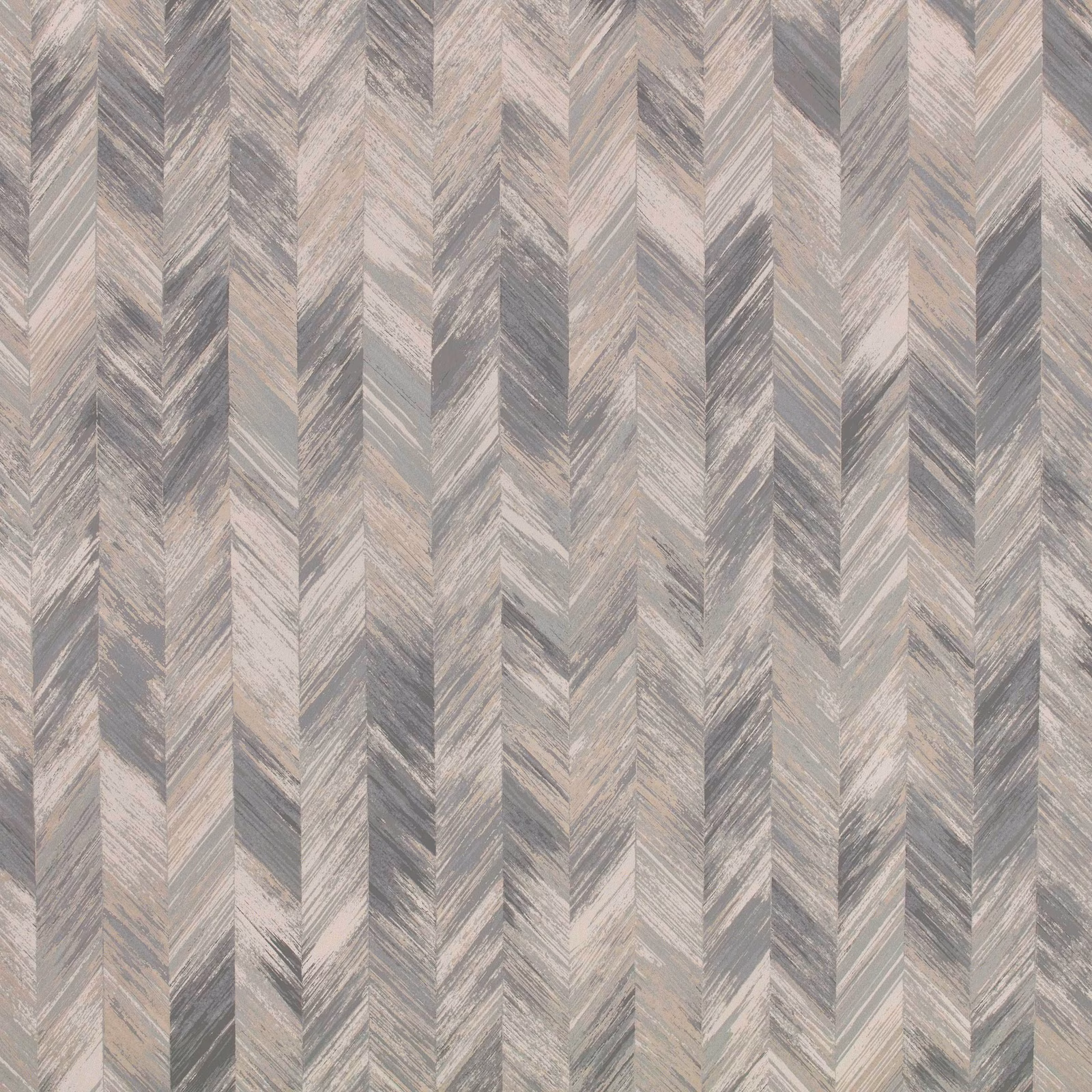 Cool gunmetal wallpaper with pale taupe and charcoal vertical chevron brushstrokes