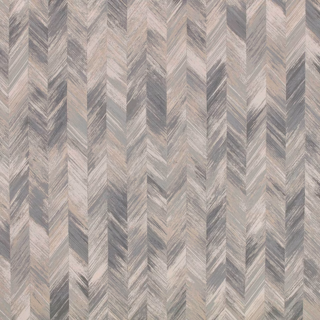 Cool gunmetal wallpaper with pale taupe and charcoal vertical chevron brushstrokes